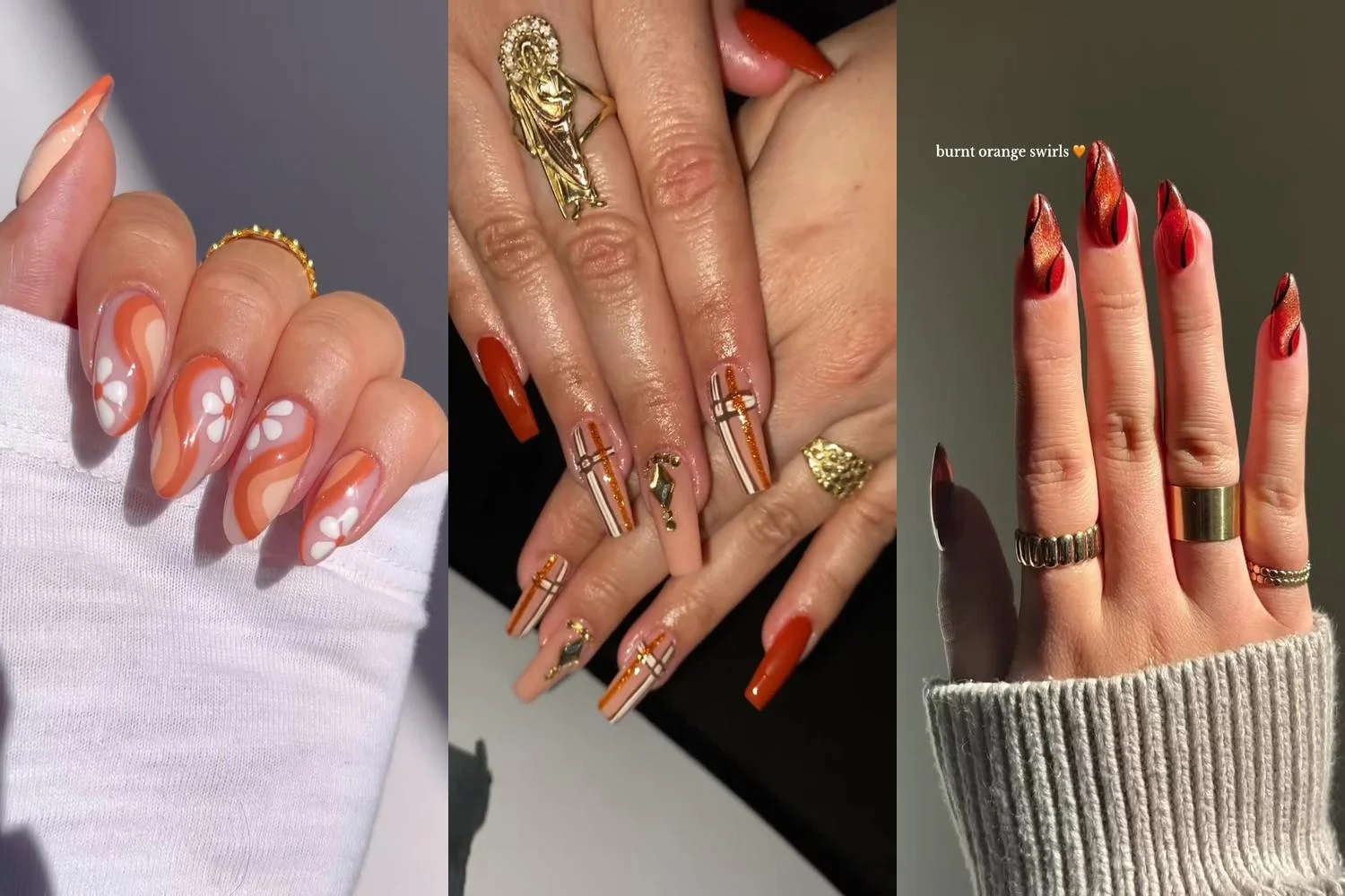 17 Mesmerizing Burnt Orange Nail Ideas for Fall