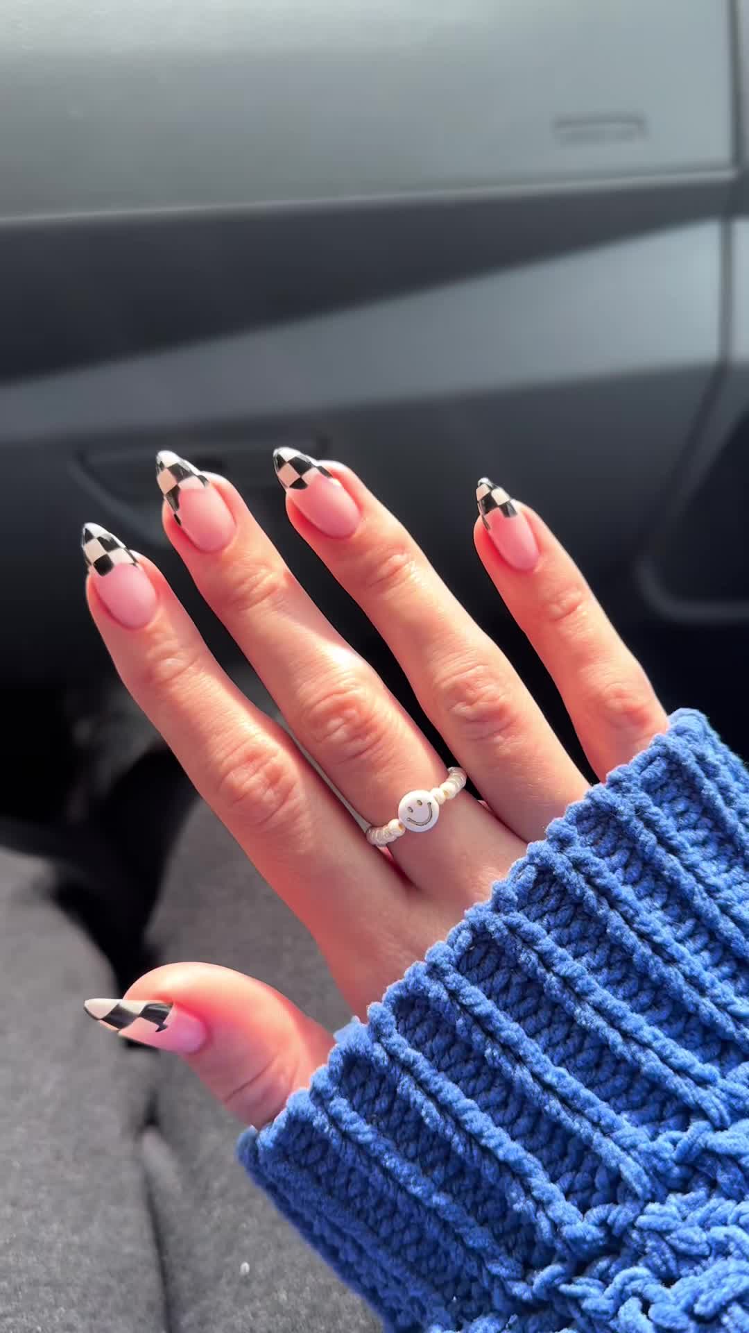 Checkered French Tips for a Chic Fall